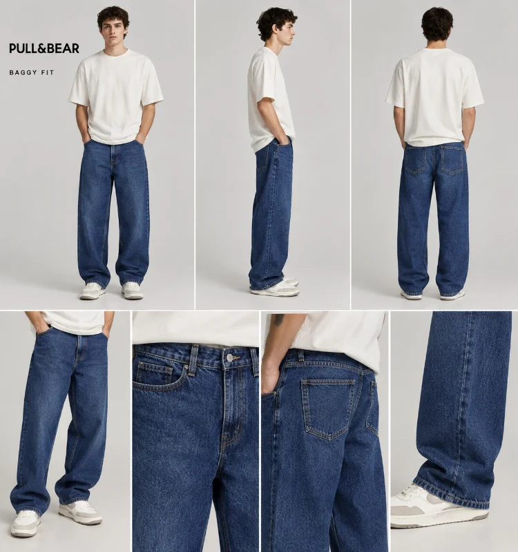 شلوار جین بگ برند پلمبیر pull&bear baagy