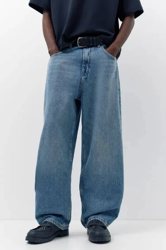 شلوار بگ مردانه| pull&bear Baggy jeans |آبی